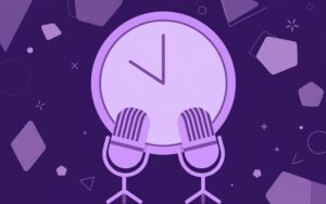 Orologio e microfoni su sfondo viola scuro: le prime 24 ore di una crisi mediatica