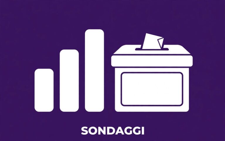 Grafici di sondaggio e urna elettorale stilizzati su sfondo viola: come leggere i sondaggi elettorali